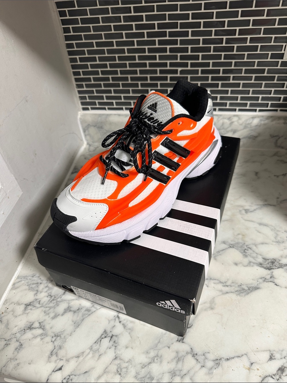 adidas Kids White and Orange Athletic Sneakers